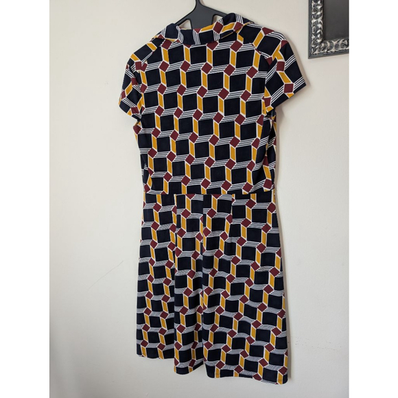 EN FOCUS STUDIO Navy Yellow Geometric women's Mini Dress Size 10 - Picture 5 of 5